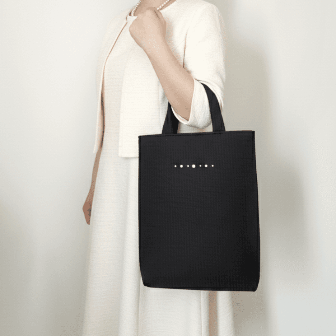 マチありフォーマルヌビバッグ ♡ A4・角2封筒が入る 裏地付き パール ブラック ネイビー サブバッグ イブル 丸洗い | 2枚目