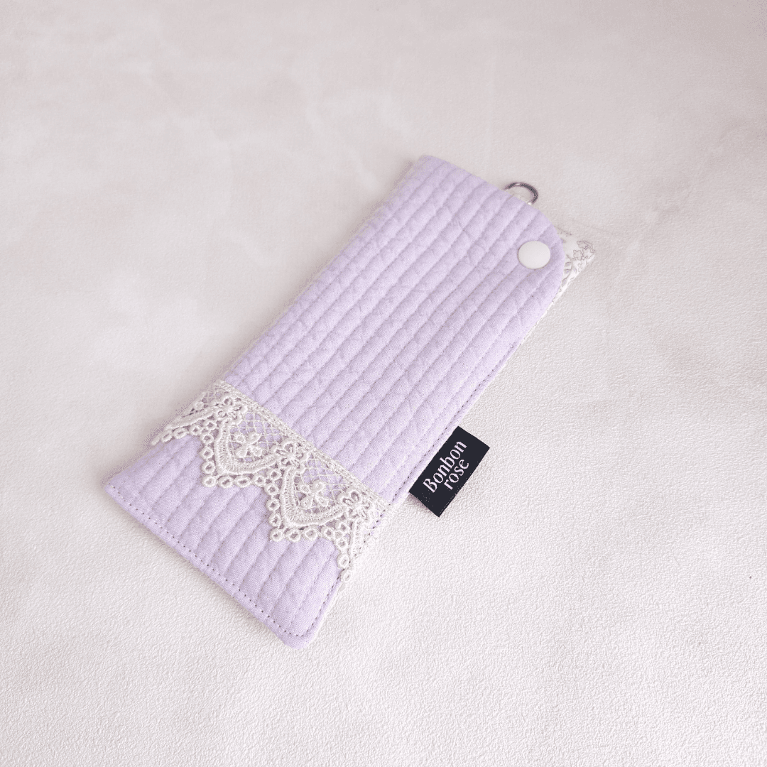 【母の日】軽くてやさしいヌビのメガネケース レース付き♡ スナップ開閉 マチなし イブル 韓国 丸洗い【送料無料】 | 5枚目