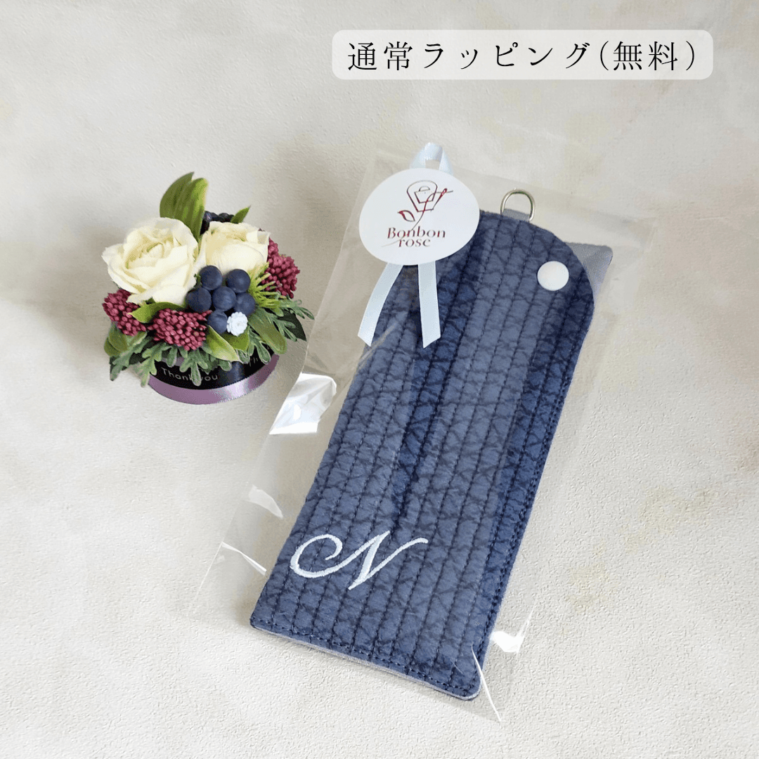 【父の日ギフト】イニシャル刺繍入りヌビメガネケース ♡ スナップ開閉 マチなし イブル 韓国 丸洗い【送料無料】 | 3枚目