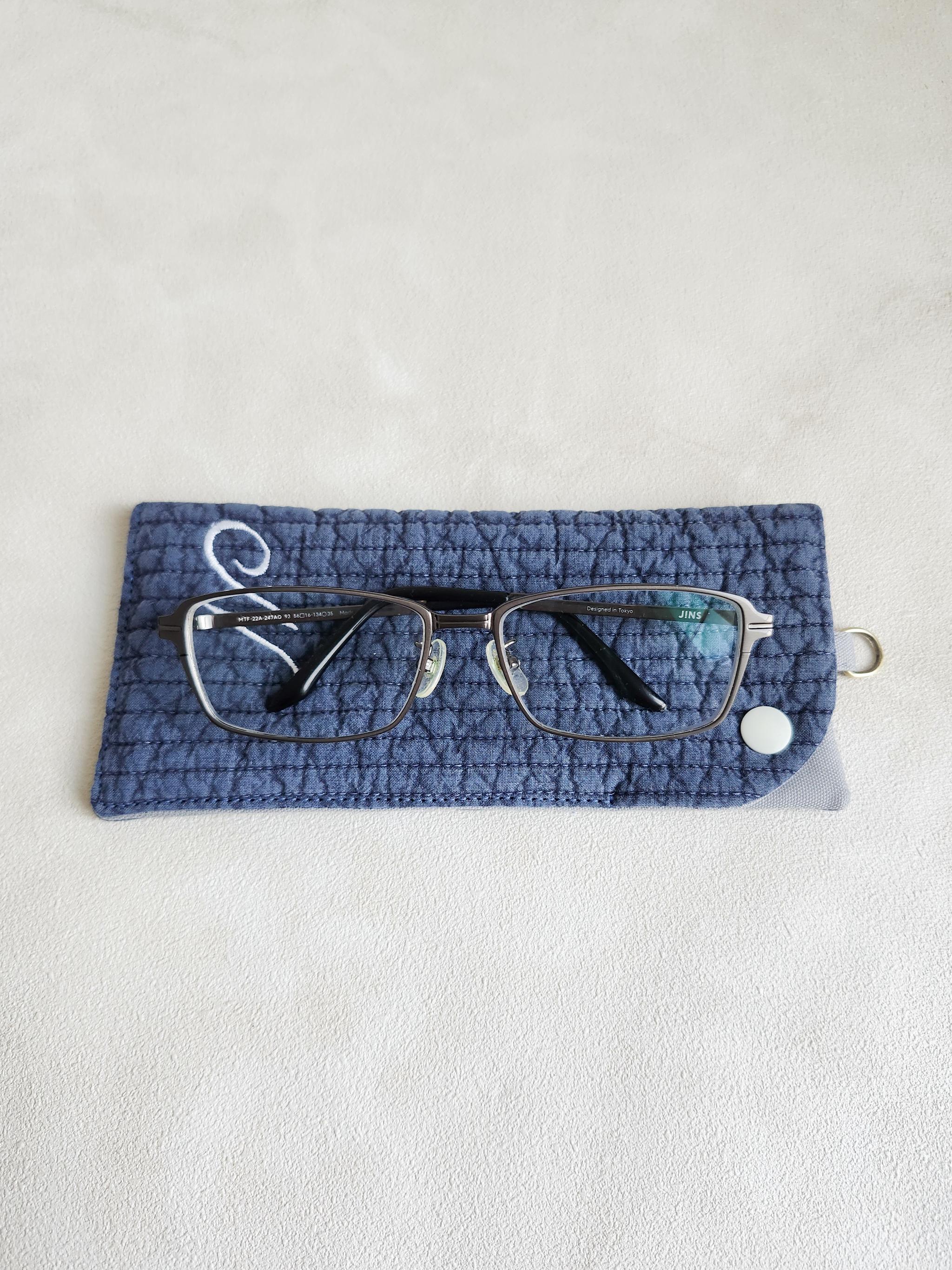 【父の日ギフト】イニシャル刺繍入りヌビメガネケース ♡ スナップ開閉 マチなし イブル 韓国 丸洗い【送料無料】 | 8枚目